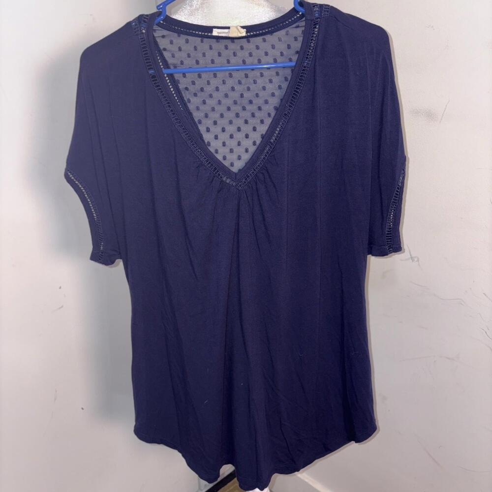 Anthropologie Meadow Rue Blue See Through‎ Top Size Large